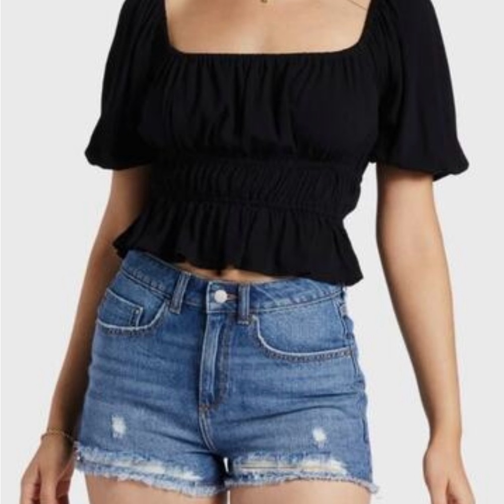 Roxy Black Women's Square Neck Crop Top